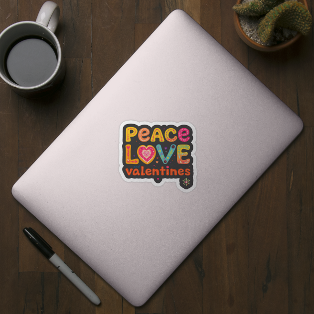 Peace Love and Valentines T-Shirt by Vinokurio